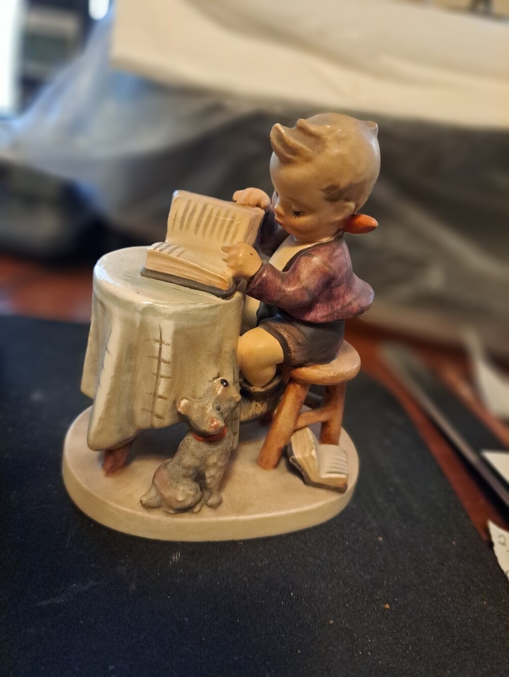 TMK 3 Goebel Hummel Little Bookeeper Figurine Boy With Dog Very Nice!